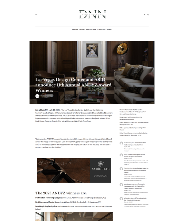 The Las Vegas Design Center (LVDC) and the California Central/Nevada Chapter of the American Society of Interior Designers (ASID), design news now